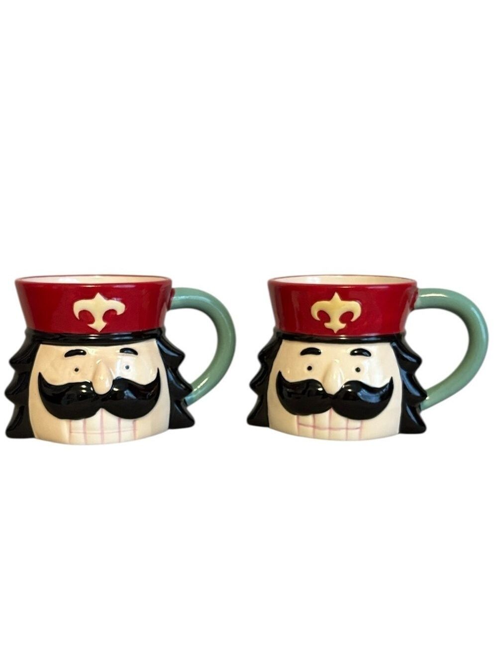 Ashland Nutcracker Mug Set of 2 Ceramic Red and Green New